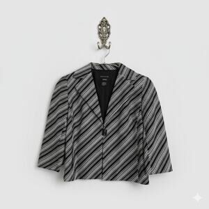 Doncaster · Size 4 · Striped Blazer · Cotton Blend · One Button · Gray Black